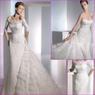 Free Shipping/2011 New arrival/Sheath/Spaghetti/Satin&Lace/Chapel train/Wedding Dress/A1121