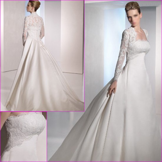 Free Shipping/2011 New arrival/A-line/Strapless/Satin/Chapel train/Wedding Dress/A1132