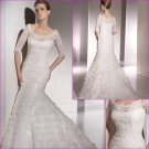 Free Shipping/2011 New arrival/Mermaid/Short sleeve/Satin&Lace/Chapel train/Wedding Dress/A1137