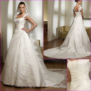 Free Shipping/2011 New arrival/A-line/Sleeveless/Satin/Chapel train/Wedding Dress/A1139