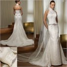Free Shipping/2011 New arrival/Mermaid/Halter/Satin&Lace/Floor Length/Wedding Dress/A1144