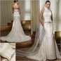 Free Shipping/2011 New arrival/Mermaid/Halter/Satin&Lace/Floor Length/Wedding Dress/A1144