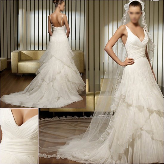 Free Shipping/2011 New arrival/A-line/Sleeveless/Satin&Organza/Chapel train/Wedding Dress/A1149