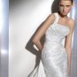 2011 New arrival  One-Shoulder Satin with applique Chapel train Bridal Wedding Gown/A1160
