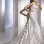 2011 New arrival  One-Shoulder Satin with applique Chapel train Bridal Wedding Gown/A1160