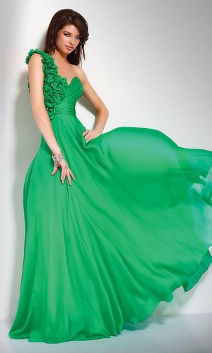 Elegant Floor length One Shoulder Chiffon Formal Dress PM21
