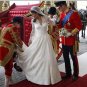A-line V-neck Lace Satin Royal Length Train Wedding Dress inspired by  Kate Middleton
