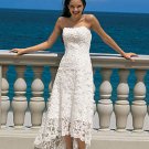 Free Shipping !!Concise/Strapless/A-Line/Princess/Tea-Length/Lace Bridal Wedding Dress/AA018