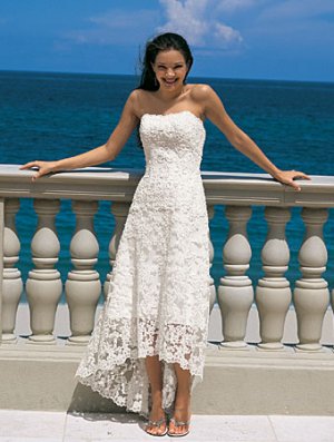 Free Shipping !!Concise/Strapless/A-Line/Princess/Tea-Length/Lace Bridal Wedding Dress/AA018