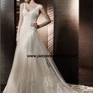 Free Shipping/2011 New arrival/A-line/Sleeveless/Satin&Lace/Chapel train/Wedding Dress/A1193