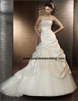 Free Shipping/2011 New arrival/A-line/Strapless/Satin&Mesh/Chapel train/Wedding Dress/A1187