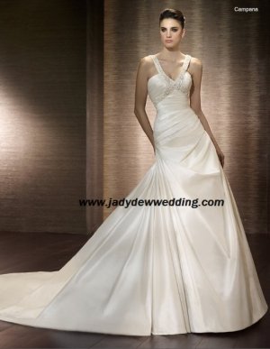 Free Shipping/2011 New arrival/A-line/Sleeveless/Taffeta/Chapel train/Wedding Dress/A1182