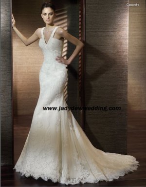 Free Shipping/2011 New arrival/Mermaid/Sleeveless/Satin&Lace/Chapel train/Wedding Dress/A1174