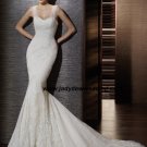 Mermaid Sleeveless Satin&Lace Chapel train BridalWedding Dress A1173