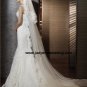 Mermaid Sleeveless Satin&Lace Chapel train BridalWedding Dress A1173