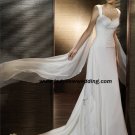 Free Shipping/2011 New arrival/A-line/Sleeveless/Satin&Chiffon/Chapel  train/Wedding Dress/A1172
