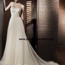 Empire waist Satin&tulle Chapel train One-shoulder Bridal Wedding gown A1168