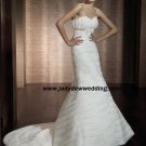 Free Shipping! High-quality Strapless Satin&Organza Chapel train Bridal Wedding Dress A1164