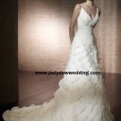 Free Shipping Satin&Organza Chapel train V-neck Wedding Dress A1163