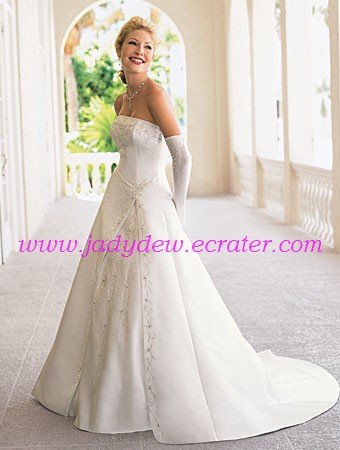 Delicate/Embroidery/Strapless/A-Line/Princess/Floor Length/Wedding Dress/AA103