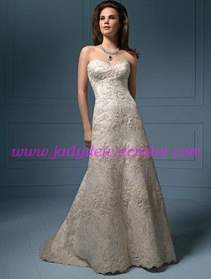 Graceful/Strapless/Sweetheart Neckline/A-Line/Princess/Floor-Length/Wedding Dress/AA060