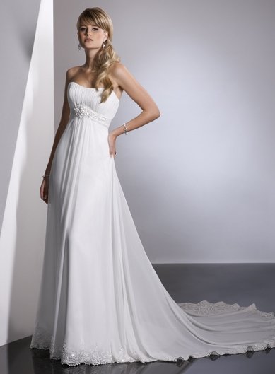 Free Shipping/A-line/Sweatheart/Chiffon/Chapel train/Bridal Wedding Dress/GG021