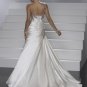 Satin with Burgundy Appliqued A-line One-shouder Chapel Trailing Wedding Dress GG039