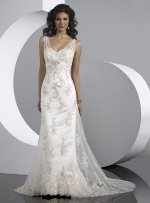 Free Shipping/A-Line/Sleeveless/Satin&Mesh/Sweep length train/Bridal Wedding Dress/GG103