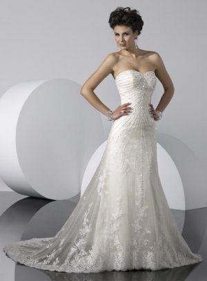 Free Shipping/A-Line/Sweatheart/Satin&Mesh/Sweep length train/Bridal Wedding Dress/GG105