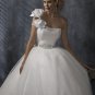 Free Shipping/A-line/One-shoulder/Satin&Mesh/Chapel train/Bridal Wedding Dress/GG112