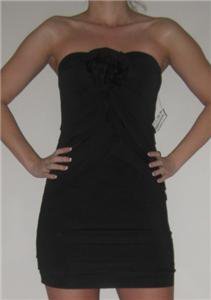Black Flower Body Con Mini Dress Tunic S NWT