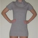GRAY COWL TURTLE NECK SWEATER TUNIC TOP DRESS NWT