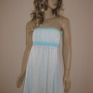 Amelia Toro Designer Dress Strapless White Aqua Blue 4 Small New