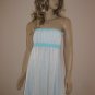 Amelia Toro Designer Dress Strapless White Aqua Blue 4 Small New
