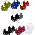 Etched Flat Disc Earrings Purple
