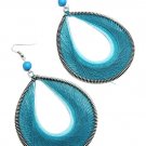 Thread Earring Tear Drop Shape Brown