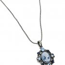 Silver Tone Petitie Cameo Blue