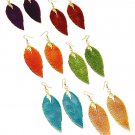 Large Leaf Metal Earrings Green