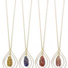 Wrapped Bead Drop Necklace Green