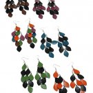 Metal Leaf Chandelier Earrings Purple/Black