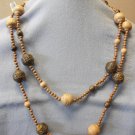 Brown Plastic Woodlike Asian Bead Necklace