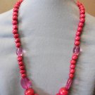 Brown Wood Bead With Plastic Gem Necklace Set