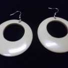 Plastic Round Cutout Earrings Beige