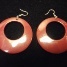 Plastic Round Cutout Earrings Burgandy