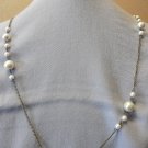 Fake Pearl Dark Silver Chain with Matching Earrings