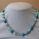 Turquoise Stone & Crystal Bead Necklace Style 2