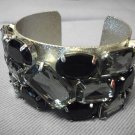 Metal with Black Stones Bangle Silver