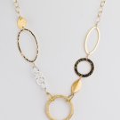Multi Style Circles and Ovals 14kt Gold Chain Necklace