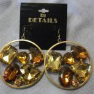 Large Gold Hoop Earrings with Gemstone Detail