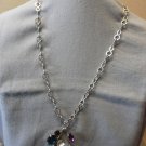Multishape Multicolor Gemstone Silver  Necklace with Matching Earrings